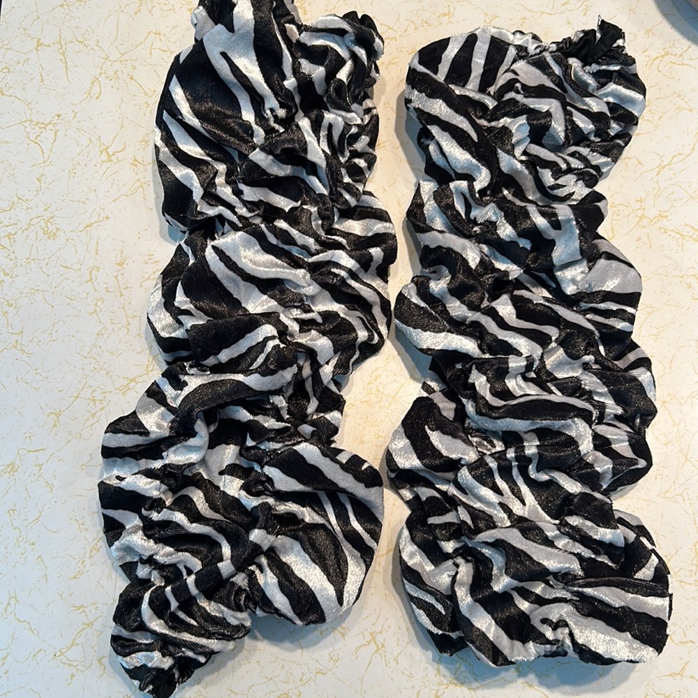 Zebra print leg warmers